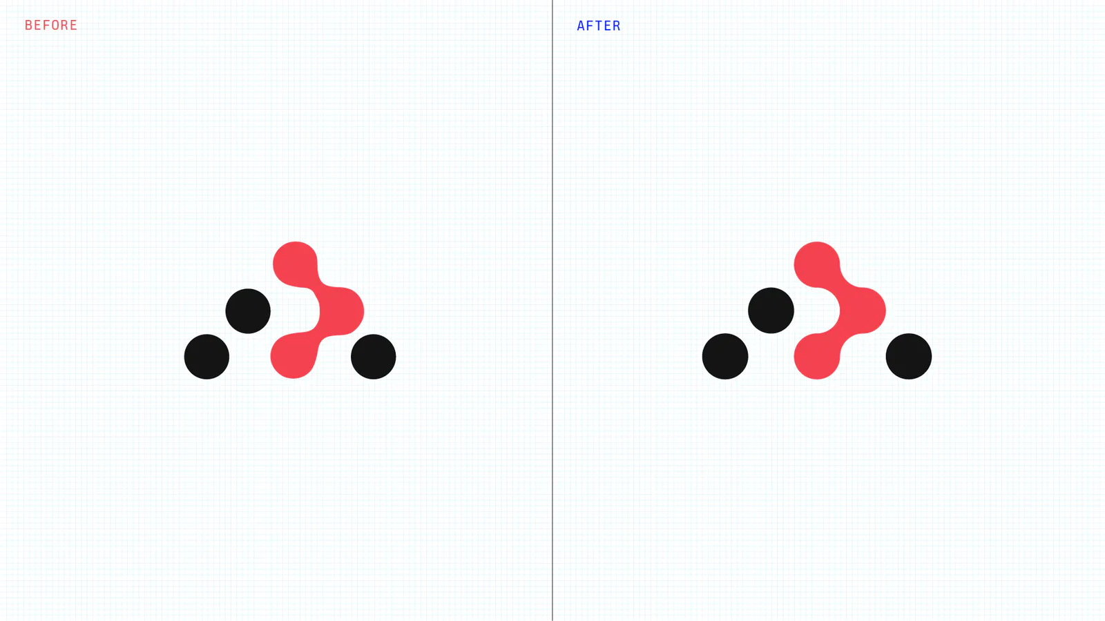 Side by side comparison of the React Router logo before and after the update