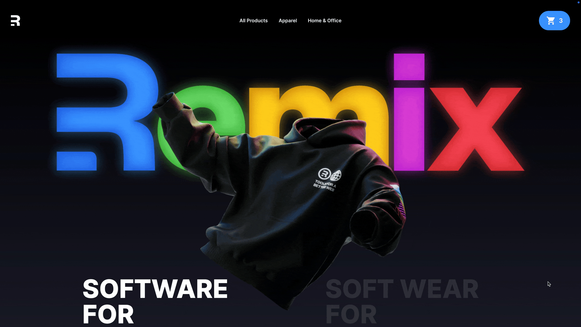 Scrolling through the remix store with the spinning hoodie and large product photos